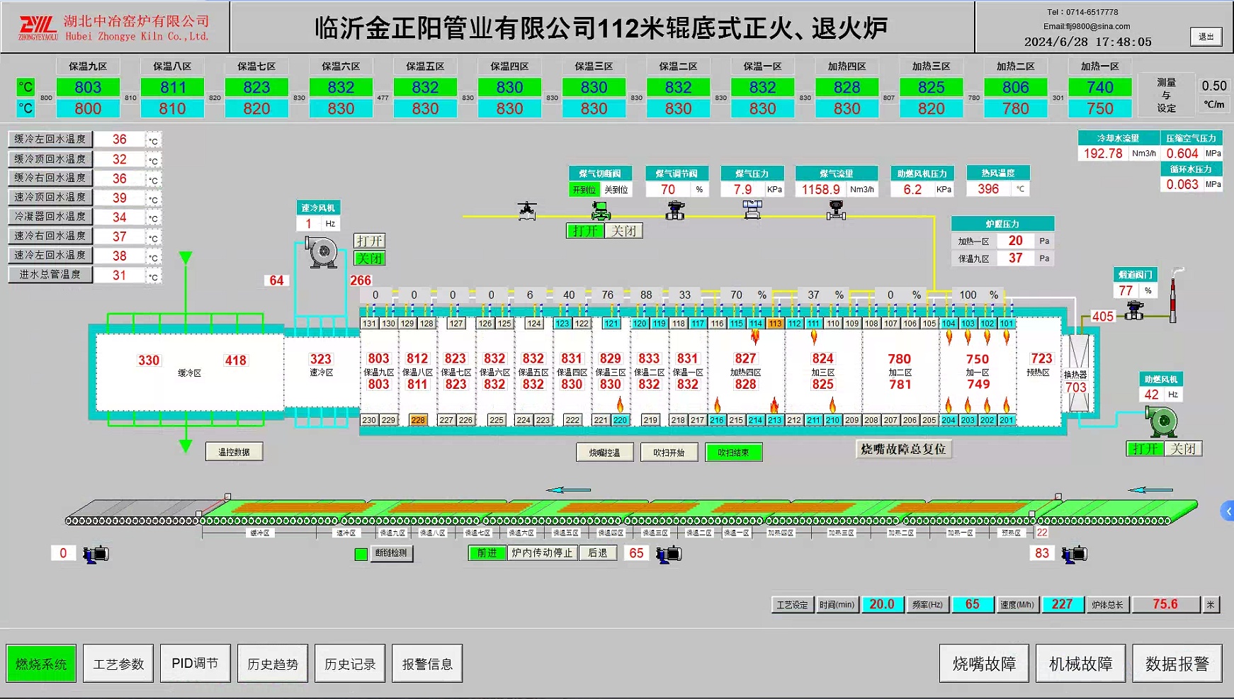 金正陽112m輥底式正火、退火爐控制系統(tǒng)